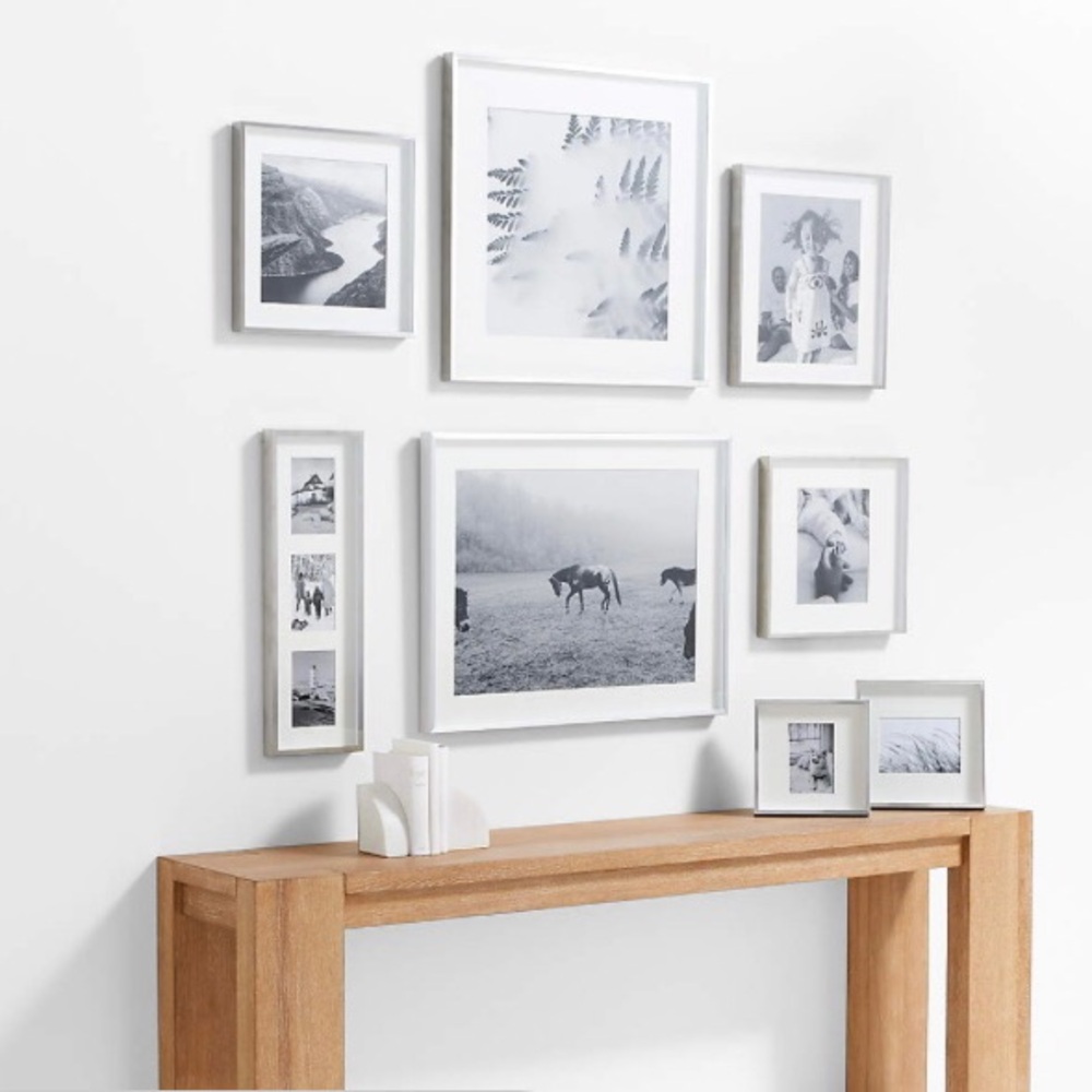 Crate&Barrel Brushed Silver 11x14 Wall Picture Frame